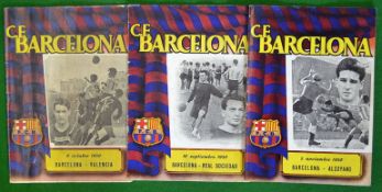 1950/51 Barcelona Home Football Programmes: Barcelona v Alcoyano, v Real Sociedad, v Valencia all at