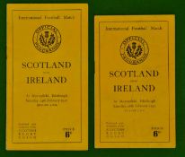 1951and ‘53 Scotland v Ireland Rugby Programmes – played at Murrayfield - some light creasing and