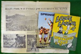 Collection of South Africa Springbok Rugby tour publications from the 1950s onwards to incl “Lodge