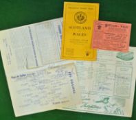 3x 1950s Wales rugby programmes (A) and ticket from 1931 - 2 signed to incl Grand Slam v Ireland