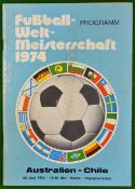 1974 World Cup Football Programme: For the game between Australia v Chile played on 22/06/1974