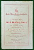 1925 London Welsh Rugby Football Club Programme of the Grand Smoking Concert – held on 16th