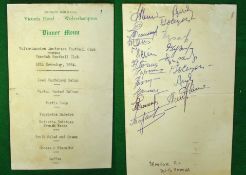 1954 Wolverhampton Wanderers v Spartak FC Signed Football Dinner Menu: Held at Victoria Hotel