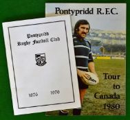 Pontypridd Rugby Club Centenary Club history and 1980 signed tour programme to Canada - to incl 1876