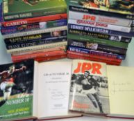 Collection of modern Rugby autobiography books – mostly Wales incl 2 signed titles include J P R