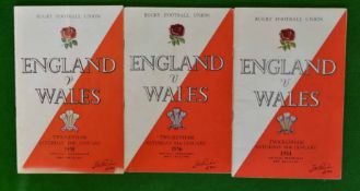 1950s England v Wales signed rugby programmes – to incl ’54 (England Triple Crown), ’56 and ’58 –