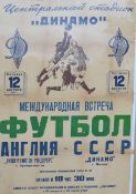 Original 1955 Wolverhampton Wanderers Football Tour to Russia Poster: Football game between