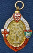 1945/46 Rugby League County Championships silver gilt and enamel winners medal: engraved on the