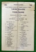 1948 Lancashire v Yorkshire Northern Counties Championship Final Rugby Programme – played on 11th