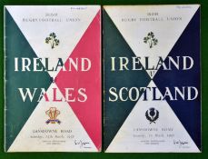 2x 1958 Ireland Rugby programmes (H) – to incl v Scotland and v Wales one with team changes and