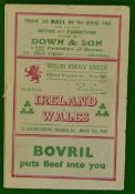 1951 Wales v Ireland signed rugby programme: played at Cardiff Arms Park and players to incl B