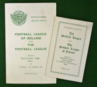 1950 & 1953 Football League of Ireland v The Football League Itineraries: To include 15th February