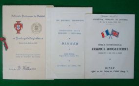 Collection of 1955 England Football Dinner Menus (H&A) : To include v Scotland Cafe Royal 2nd