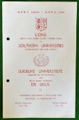 1962 British Lions v Southern Universities (Stellenbosch and Cape town) – played on June 6th 1962 at