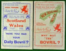 1935 Wales v Scotland rugby programme – played on 2nd February at Cardiff Arms Park, usual pocket