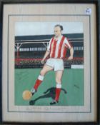 Sir Stanley Matthews (England and Stoke City) original signed football watercolour by Fallows: