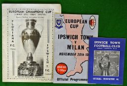 1962 Ipswich European Cup Football Programmes: To consist of Floriana FC Malta 18/9/62 and 25/9/