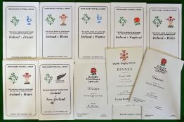 Collection of International Rugby Dinner menus mostly from 1980s and 00s – to incl 2x Wales v France