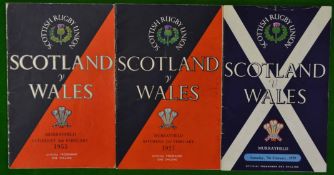 1955/1957/1959 Scotland v Wales signed rugby programmes: Played at Murrayfield – all signed to
