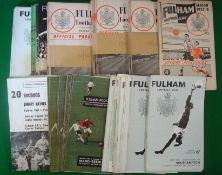 Good collection of Fulham Home Football Programmes late 50/60s: To include v Middlesbrough 21st