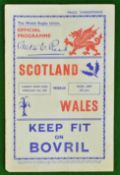 1939 Wales (Champions) v Scotland rugby programme – played on 4th February at Cardiff Arms Park,