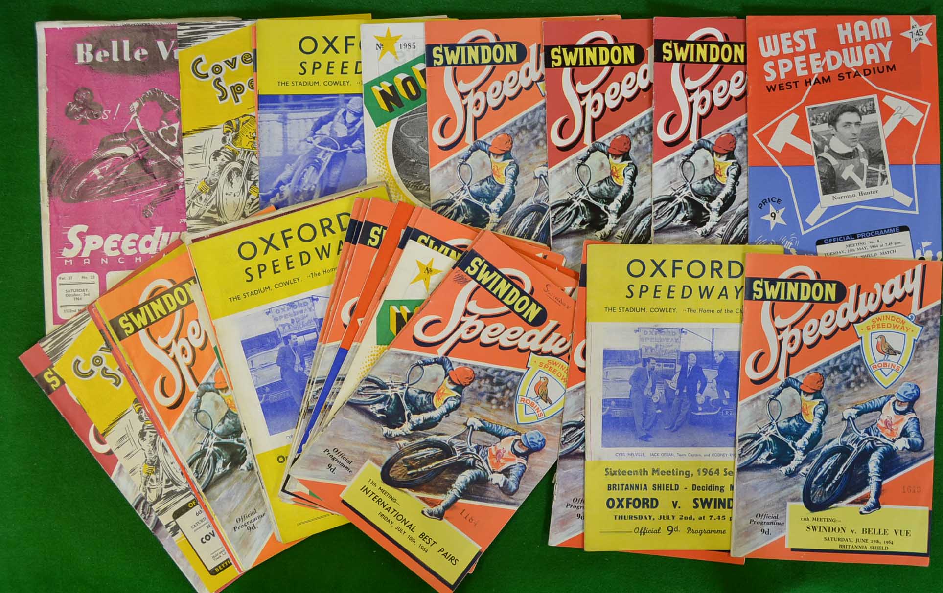 Collection of 1964 Season Swindon Speedway Programmes: To include Home and Away featuring Oxford,