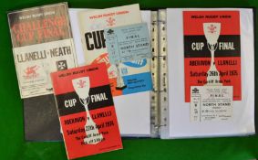 Collection of Welsh Rugby Union Challenge Cup Final signed programmes and tickets from 1972 onwards: