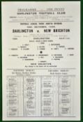 1946/47 Darlington v New Brighton Football Programme: At Feethams ground, single sheet issue for the