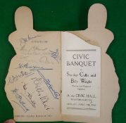 1949 Civic Banquet Signed Menu for Stan Cullis and Billy Wright: Held at Civic Hall Wolverhampton