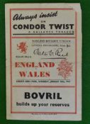 1947 Wales v England signed rugby programme: played at Cardiff Arms Park and signed by 7 of the