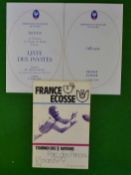 1979 France v Wales Rugby Programme and Menus: Played at Parc Des Princes 17th March 1979