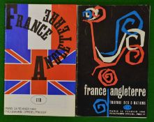 2x 1960s France v England Rugby Programmes- one signed : Both played at Colombes, 26th February 1966