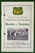 1946 Canterbury v Australia Rugby programme – played at Lancaster Park, Christchurch on 7th