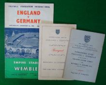 1954 England v Germany International Match football Programme, Itinerary, Menu: Played at Wembley