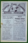 Rare 1929/30 QPR v Clapton Orient Football Programme: Played 19th October 1929 overall condition