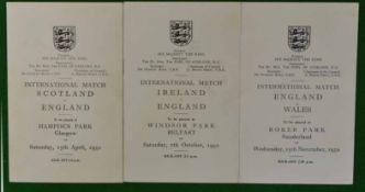 1950s England Itineraries for International Matches: To consist of England v Scotland at Hampden