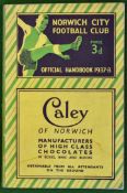 1937/1938 Norwich City Official Handbook: Covering Fixtures Teams and Results