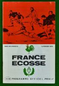 1975 France v Scotland Rugby Programme – played on 15th February 1975 at Parc des Princes, with