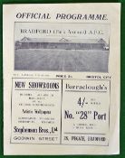 1928/29 Bradford Park Avenue Programme: v Bristol City 9th November 1929, ex binder, overall (