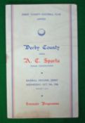 1946 Pirate Football Programme Derby County v A C Sparta: Played at Baseball Ground Derby 9th