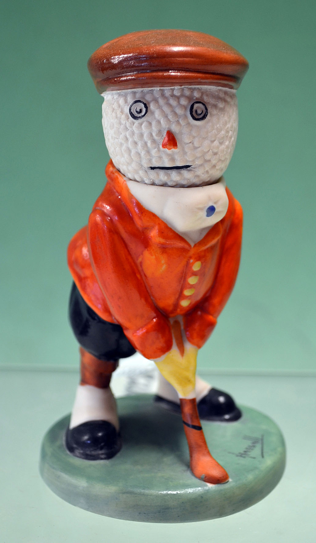 Scarce Wiltshaw and Robinson Carlton ware Hassall golfing figure – hand painted c/w movable