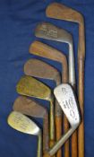 8 x various golf irons to incl long irons, to mashie niblick, makers incl J H Taylor autograph,