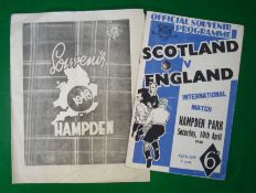 1948 Scotland v England Football Programmes: Played at Hampden Park 10th April 1948 team changes