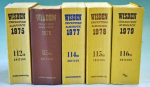 1975-1979 Wisden Cricketers’ Almanacks – 3 x soft backs and 1976, 1979 are hard backs with a dust