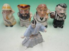 4 x Sporting Staffordshire Character Jugs: Featuring 2xTennis, Cricket, and Football characters