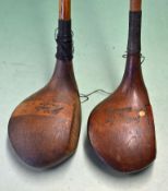 J H Taylor light stained persimmon driver and a Jas Cunningham brassie - with a central fibre insert