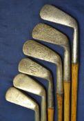 6 x early smf irons – mostly mashies and lofters makers incl Waggott Aberlady, Early Tom Stewart