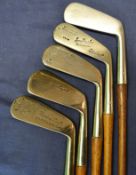 5 x fine refurbished golfing clubs – incl 2x mid irons one stamped Gourlay Carnoustie, Ben Sayers