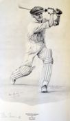 Don Bradman Signed Ltd Edition Cricketing Heroes print – signed by both the artist Jack Russell