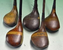 5 x Assorted socket woods - including a G Forrester golden persimmon small head driver, “eclipse"